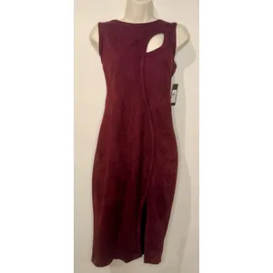 Guess Stretch Faux Suede Cut-Out Bodycon Dress Wine Red Size 6 NWT!! thumbnail 2