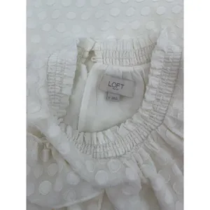 Loft Cream Polka Dot Sheer Sleeveless Top Romantic Victorian Ruffle‎ thumbnail 3