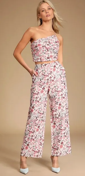 Lulus Floral One-Shoulder 2 piece set. thumbnail 1