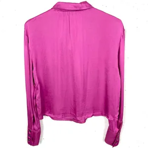 Anthropologie Pilcro Button Down Blouse Long Sleeve Silky Viscose Pink Small thumbnail 2