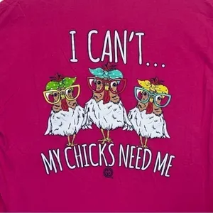 “My Chicks Need Me” Graphic Tee Large Fruit of the Loom Girlie Girl Originals thumbnail 6