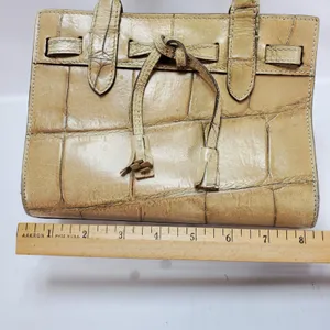 Dooney & Bourke Satchel Beige Croc Embossed Leather Tassel‎ Made in Italy Small thumbnail 6