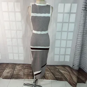 Petal & Pup Brown Stripe Kiah Knit Sleeveless Midi Bodycon Dress Size Large thumbnail 5