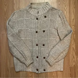 VNTG Marisa‎ Christina Double Breasted Chunky Knit Silk Wool Cardigan Women’s L thumbnail 1