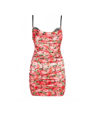 For Love & Lemons Madeline Mini Dress Peekaboo Satin Floral Women's Size Large thumbnail 7