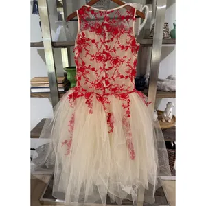 Red Floral Lace Tulle Dress Formal Party thumbnail 4
