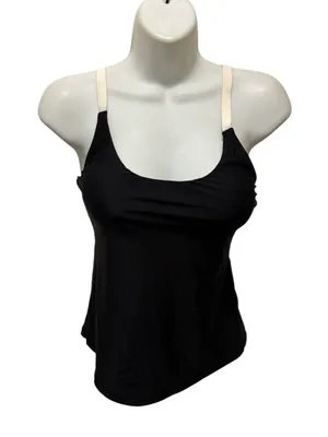 SUMMERSALT Black Tankini Top Sz S/4 Strappy Cream Back Padded Cups Stretch thumbnail 1