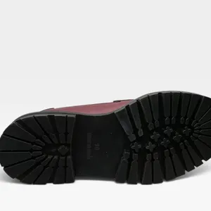 Free People Women Burgundy Leather Studded Tassel Platform Lug Sole Loafers 10 thumbnail 6