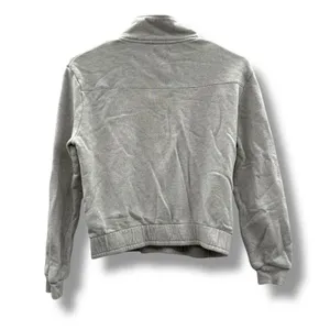Garnet Hill Cropped Quarter Zip Pullover Sweatshirt Women’s Size XS Light Gray‎ thumbnail 3