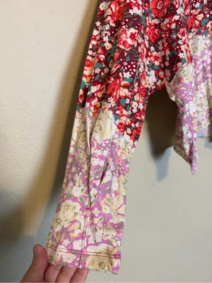 Free People MOVEMENT Inspire Floral Printed Layer Faded Poppy‎ Red Size Small thumbnail 6