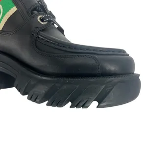 Gucci Romance‎ Web Stripe Lug Sole Leather Lace-Up Ankle Boot Black 38 thumbnail 10