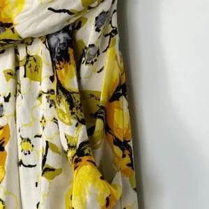 Forever 21 Flower Print Strapless Mini Dress Cream Yellow Sundress Womens L thumbnail 6