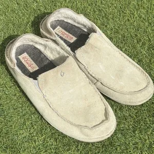 Olukai Nohea‎ Slipper Womens 8 Pale Grey/cream Leather Shearling Lined Loafer thumbnail 4