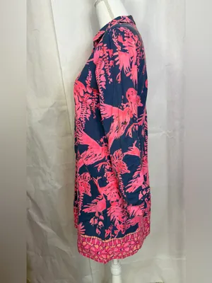 Lilly Pulitzer Navy Tunic Dress with Hot Pink Tropical Print thumbnail 5