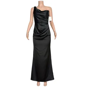 AFTER SIX Nisha 6904 One-Shoulder Cat-Eye Satin Charmeuse Gown, Black, 4R thumbnail 6