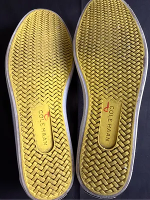 Cole Haan Blue Canvas Slip-On Loafers with Yellow Insole thumbnail 4