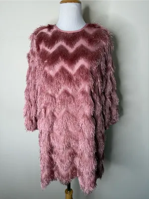 Hutch Anthropologie Pink Fringe Mini Shift Dress thumbnail 2