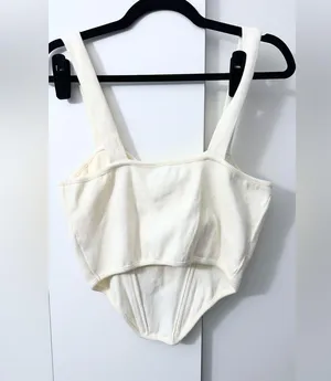 Peppermayo NWT Jaide Organic Cotton Rib Corset Top - Ivory - L thumbnail 10