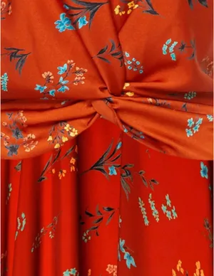 Caroline Constas Silk Cape Top Burnt Orange Floral Print Twist Tank Top Small thumbnail 3