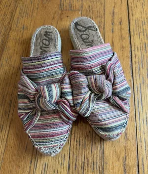 Sam Edelman Shoes Sandals Womens Size 7.5 Multicolor Striped Bow Espadrille thumbnail 1