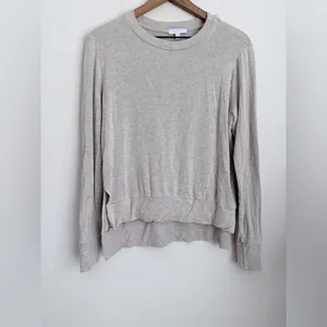 Beyond Yoga Just Chillin Sweater Womens M Side Slit Cozy Soft Oatmeal Tunic thumbnail 2