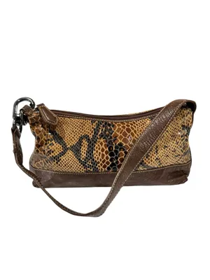 Wilsons Leather Faux Snakeskin Shoulder Bag NWT Brown Python Print Baguette thumbnail 2
