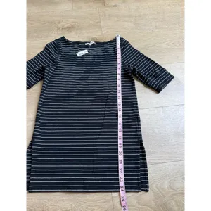 NWT Womens Madewell Ribbed Boat neck Tee black white Stripe stretch cotton XS thumbnail 6