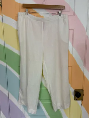 IC By Connie K 100% Linen Elastic Waist Wide Leg Pull On Pants Sz M 💛🍄 thumbnail 2