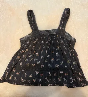 American Eagle TOP, XS Black and Floral Tank Top Top thumbnail 1