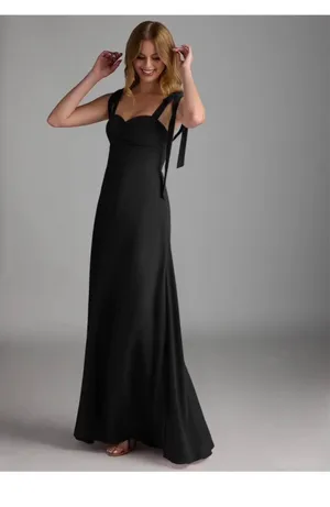 Azazie Lizet, Black A-line Sweetheart Neckline Chiffon Bridesmaid Dress, Size A8 thumbnail 4