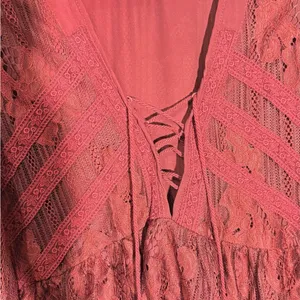 Taylor & Sage COPY - Layson Elegant Lace Women's Top in burgundy red blouse thumbnail 4