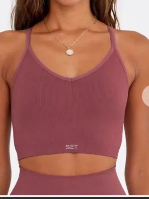 SET Active Sculptflex Ribbed V Bra in Mauve thumbnail 1