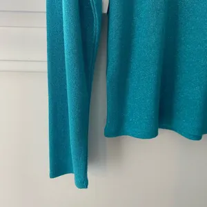 Susan Bristol Y2K Vintage Shimmer Top Sparkle Knit Medium Long Sleeve Stretch Teal Blue Bratz thumbnail 6