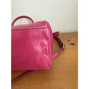 Hobo Sheila Medium Satchel Crossbody Vibrant Fuchsia Polished Leather thumbnail 7