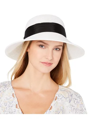 NWT Scala Womens Paper Braid Hat with Dimensional Brim LP149 White thumbnail 1