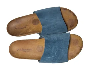 A Giannetti Blue Suede Wedge Slide Sandals Made in Italy Womens 6.5 thumbnail 1