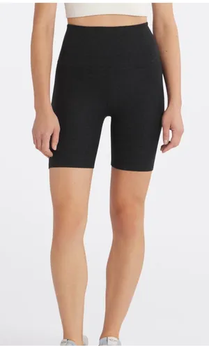 Beyond Yoga Gabriela Spacedye High Waisted 7” Biker Shorts Black, Size XL thumbnail 1