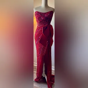 Sherri Hill Red/Fuchsia‎ Sweetheart Neck Beaded w/Bow Skirt Slit Homecoming Sz 4 thumbnail 12