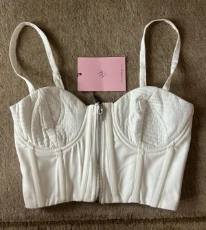 Hello Molly White Top Crop thumbnail 1