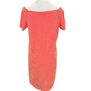 LAUREN Ralph Lauren Coral Eyelet Off Shoulder Shift Dress 2 100% Cotton‎ Summer thumbnail 3