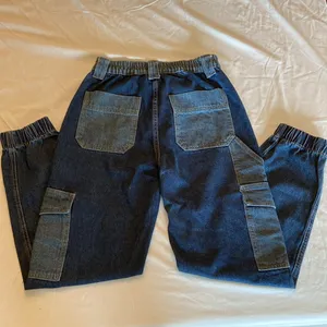 Adika Two-Tone Blue Denim Cargo Jumpsuit thumbnail 4