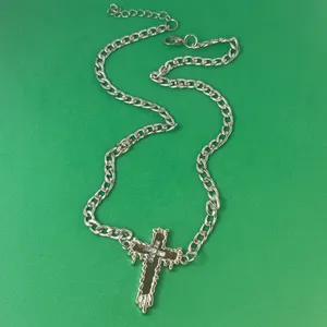 Titanium Steel Link Chain Cross Necklace for Men Women,Unisex Hip Hop Necklace thumbnail 5