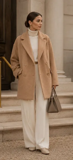 Abercrombie & Fitch Camel Double Breasted Coat XS Petite Old Money Quiet Luxury thumbnail 1