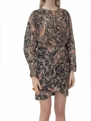 IRO Fenian Abstract Animal Print Ruched Mini Dress Snakeskin Zebra Size‎ 36 / 4 thumbnail 3