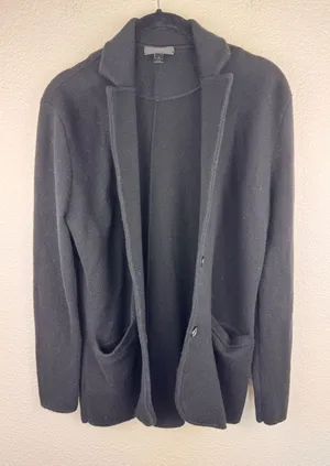J. Crew Womens Open Front Merino Wool Knit Blazer Cardigan‎ Jacket Black Small thumbnail 1