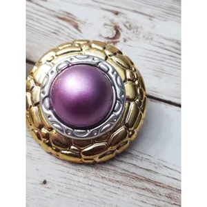 Vintage Clip On Earrings Large Statement Gold Tone, Silver Tone, Metallic Purple thumbnail 4