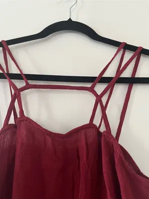 Intimately Free People Strappy Boho Eyelet Tank Top XS Red Festival Romantic thumbnail 2