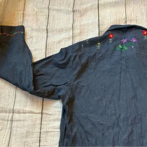 Vintage Triple LLL Brand Denim Western Embroidered Pearl Snap Long Sleeve Sz XL thumbnail 14