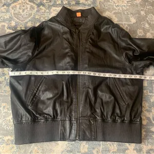 Brown Real Leather Bomber Jacket XL thumbnail 2