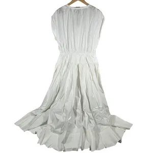 J‎ Crew White Tiered Drop-waist Midi Dress Elastic Waist Drawstring Zip Front L thumbnail 2